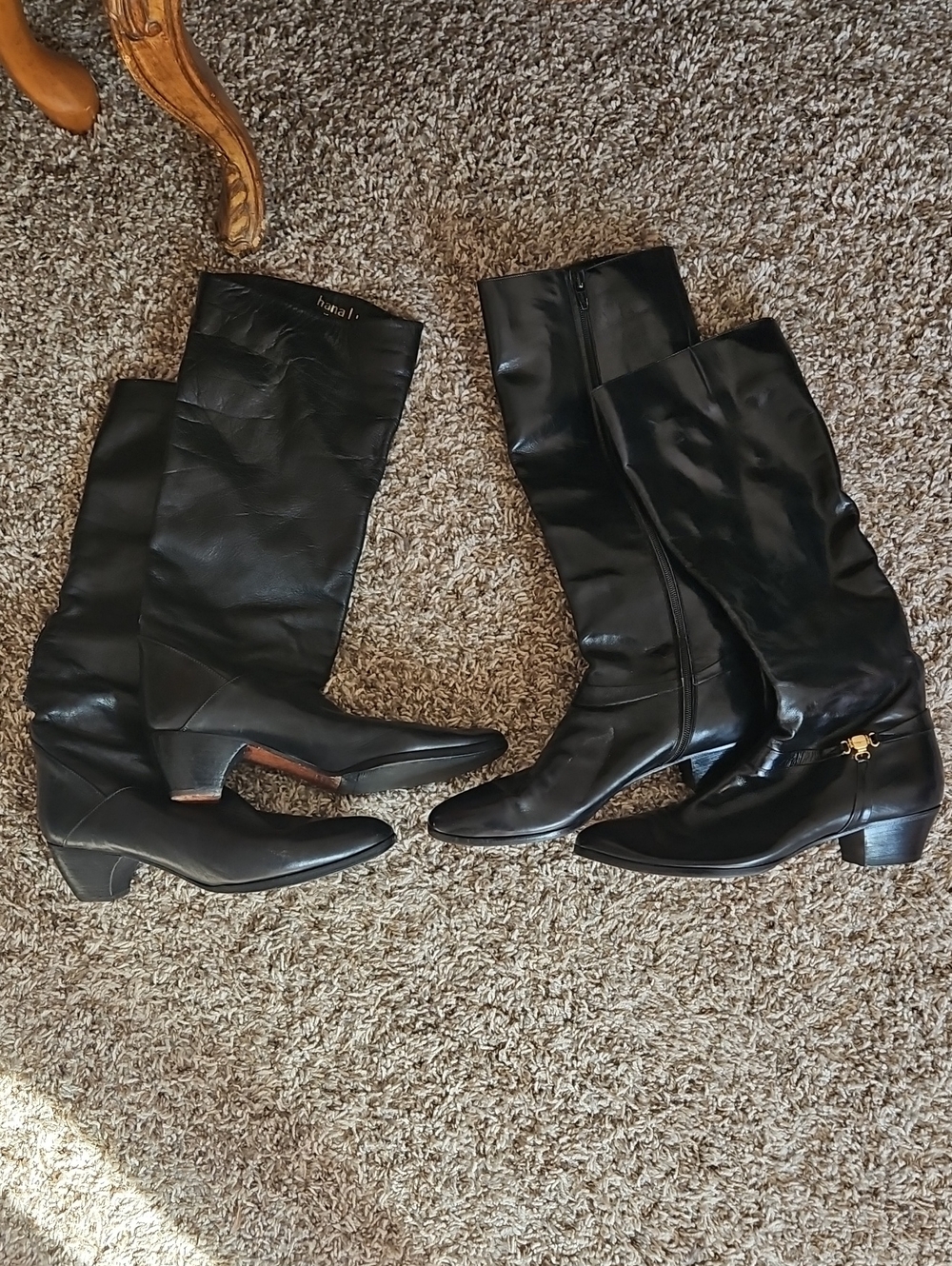 Two Pairs Of Salvatore Ferragamo Black Leather Knee-High Boots